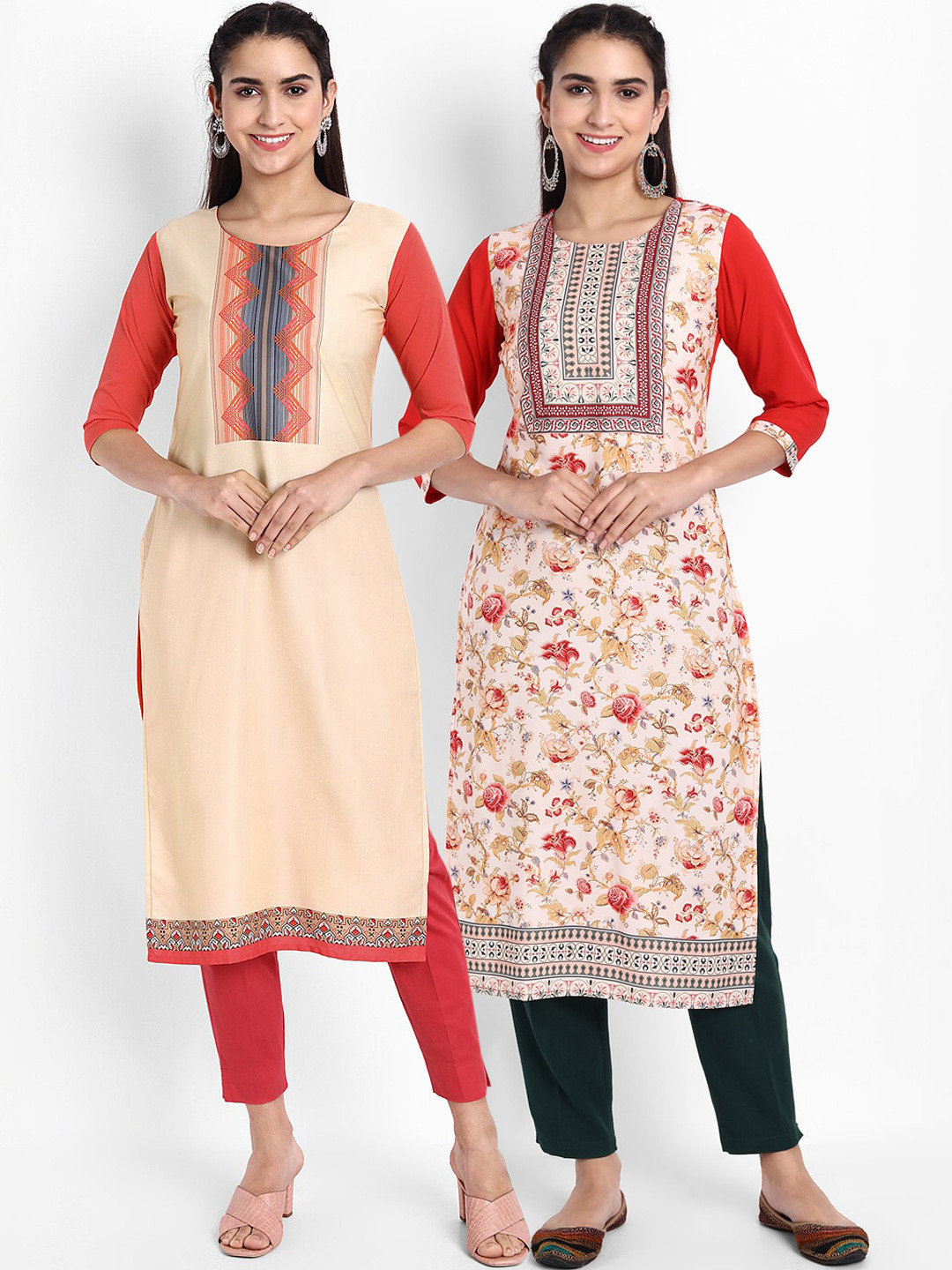 

Ethnic basket Women Pack Of 2 Digital Print Straight Kurta, Multi