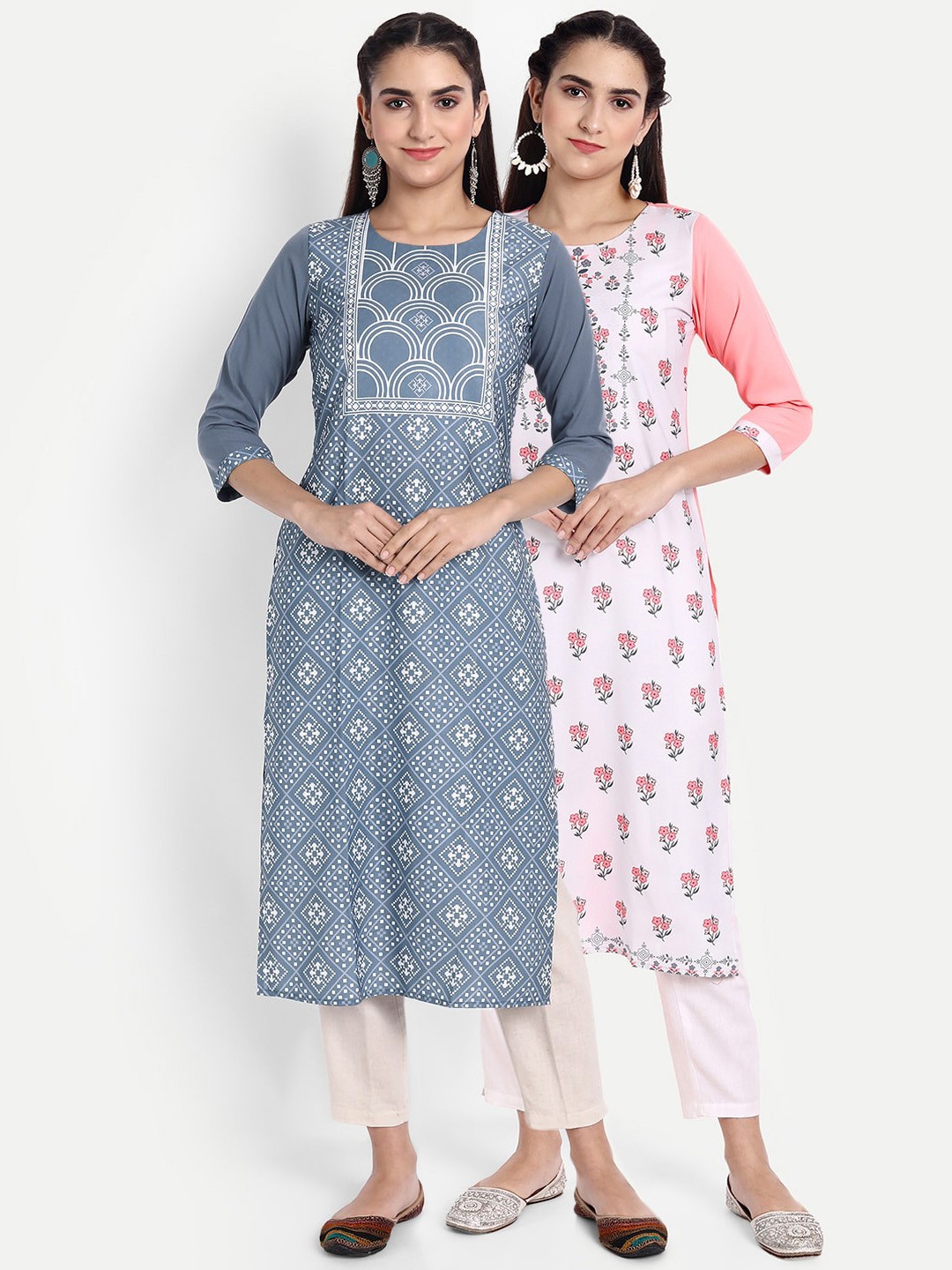 

Ethnic basket Women Pack of 2 Floral Printed Floral Crepe Kurta, Multi