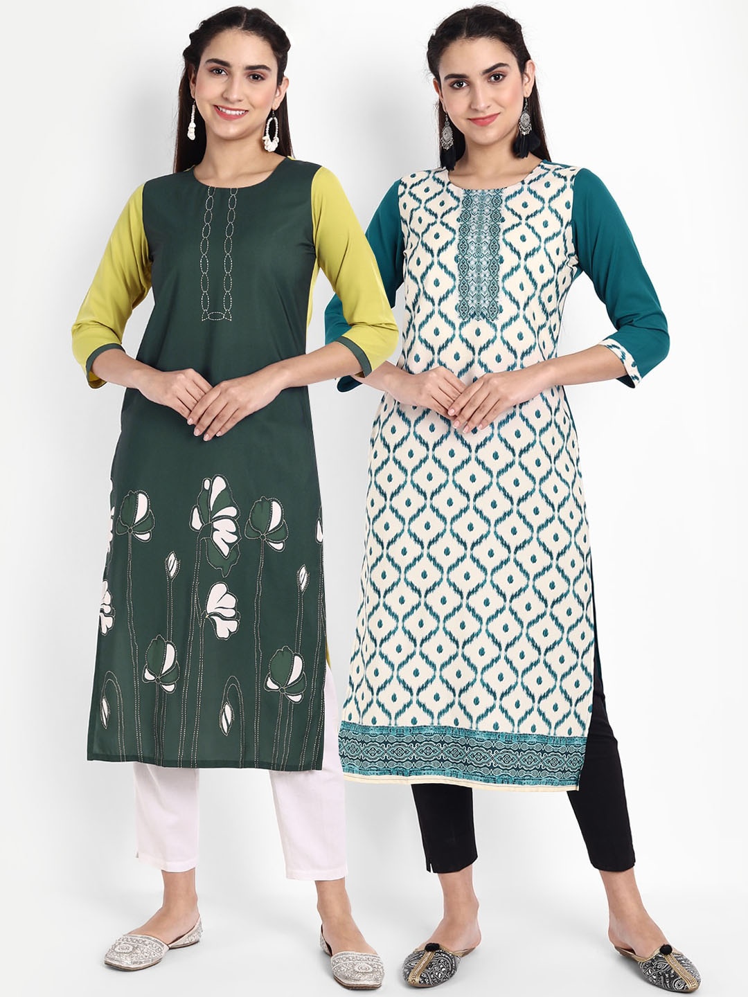 

Ethnic basket Women Pack of 2 Printed Crepe Kurta, Multi