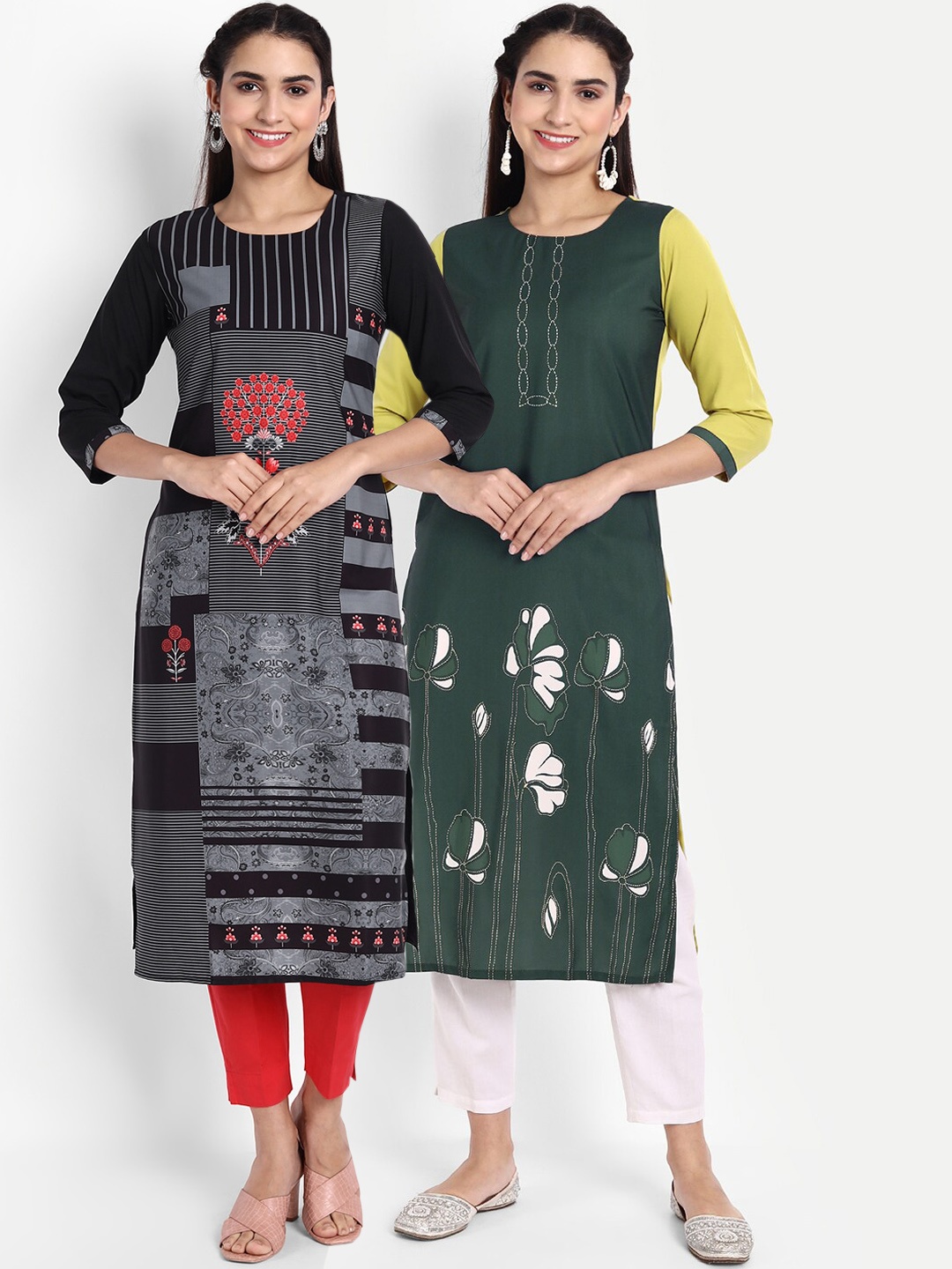 

Ethnic basket Women Pack Of 2 Digital Print Straight Kurta, Multi