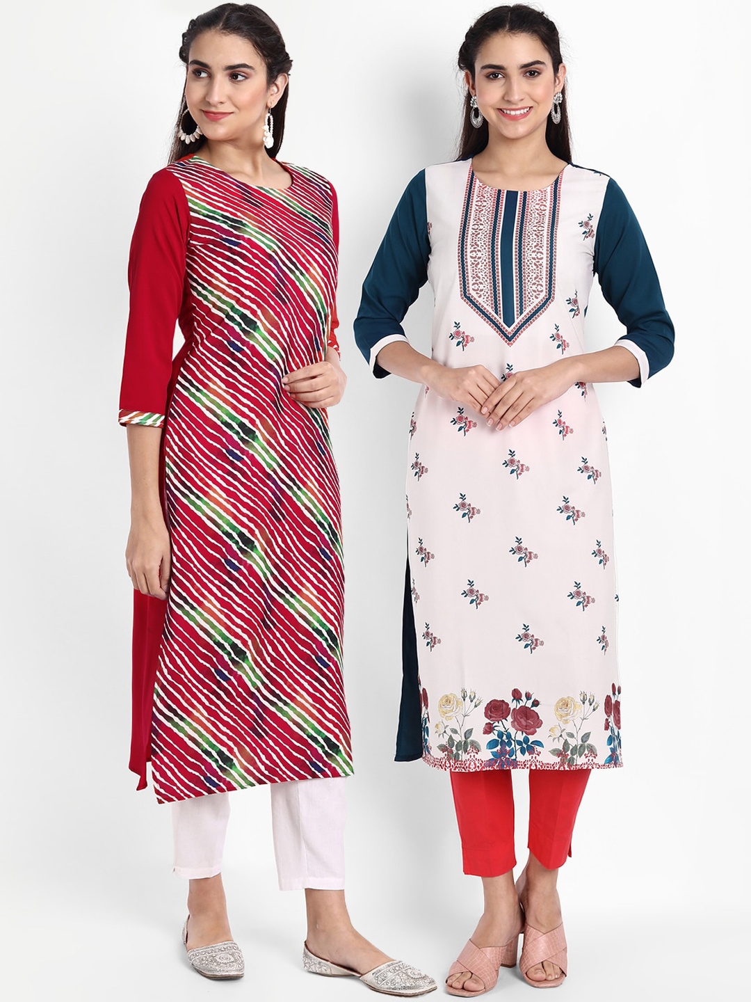 

Ethnic basket Pack of 2 Women Ethnic Motifs Printed Crepe Kurta, Multi