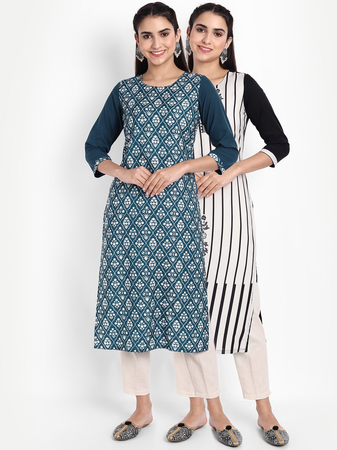 

Ethnic basket Women Pack of 2 Printed Crepe Kurta, Multi