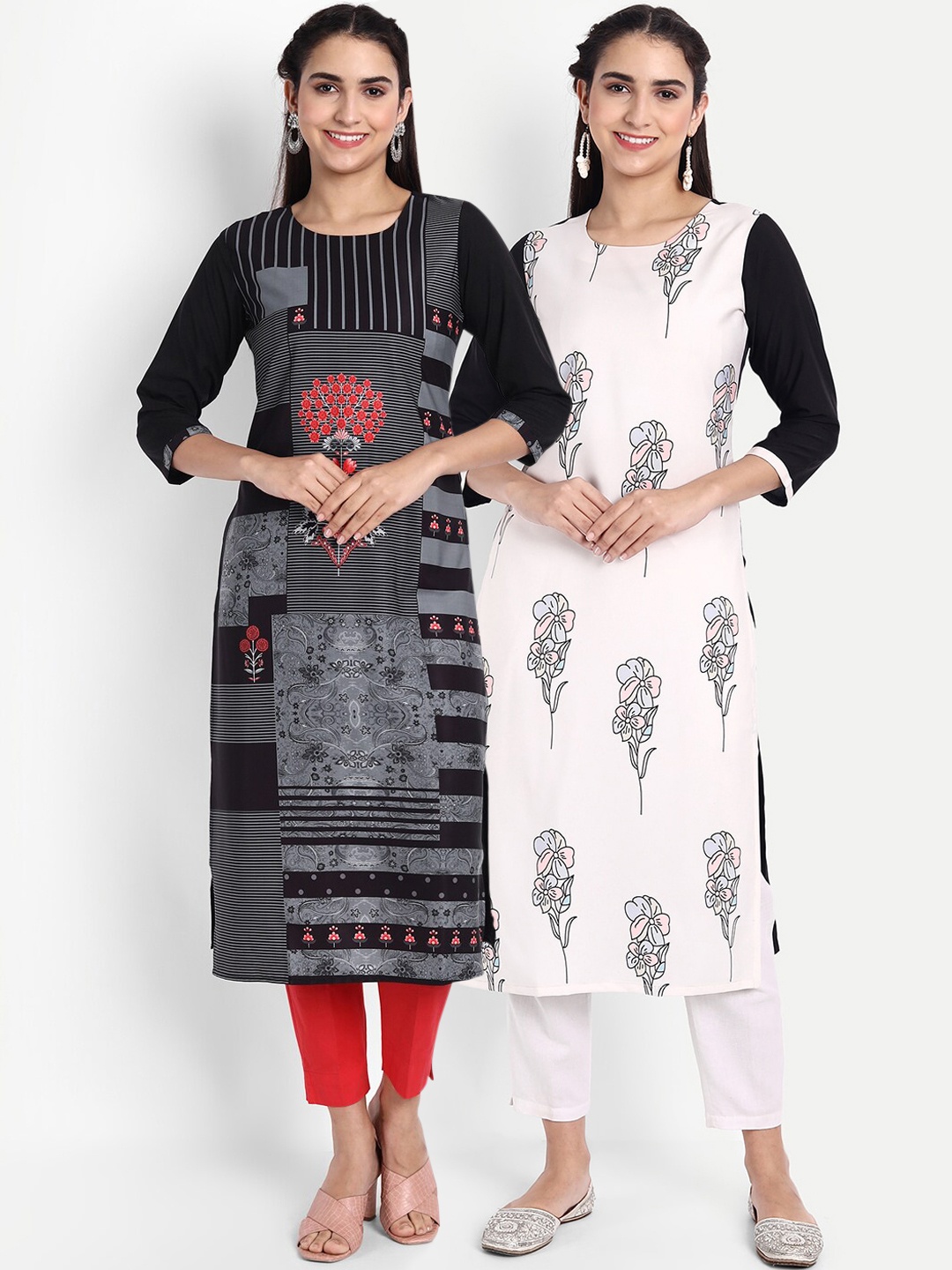 

Ethnic basket Women Pack Of 2 Kurtas, Black