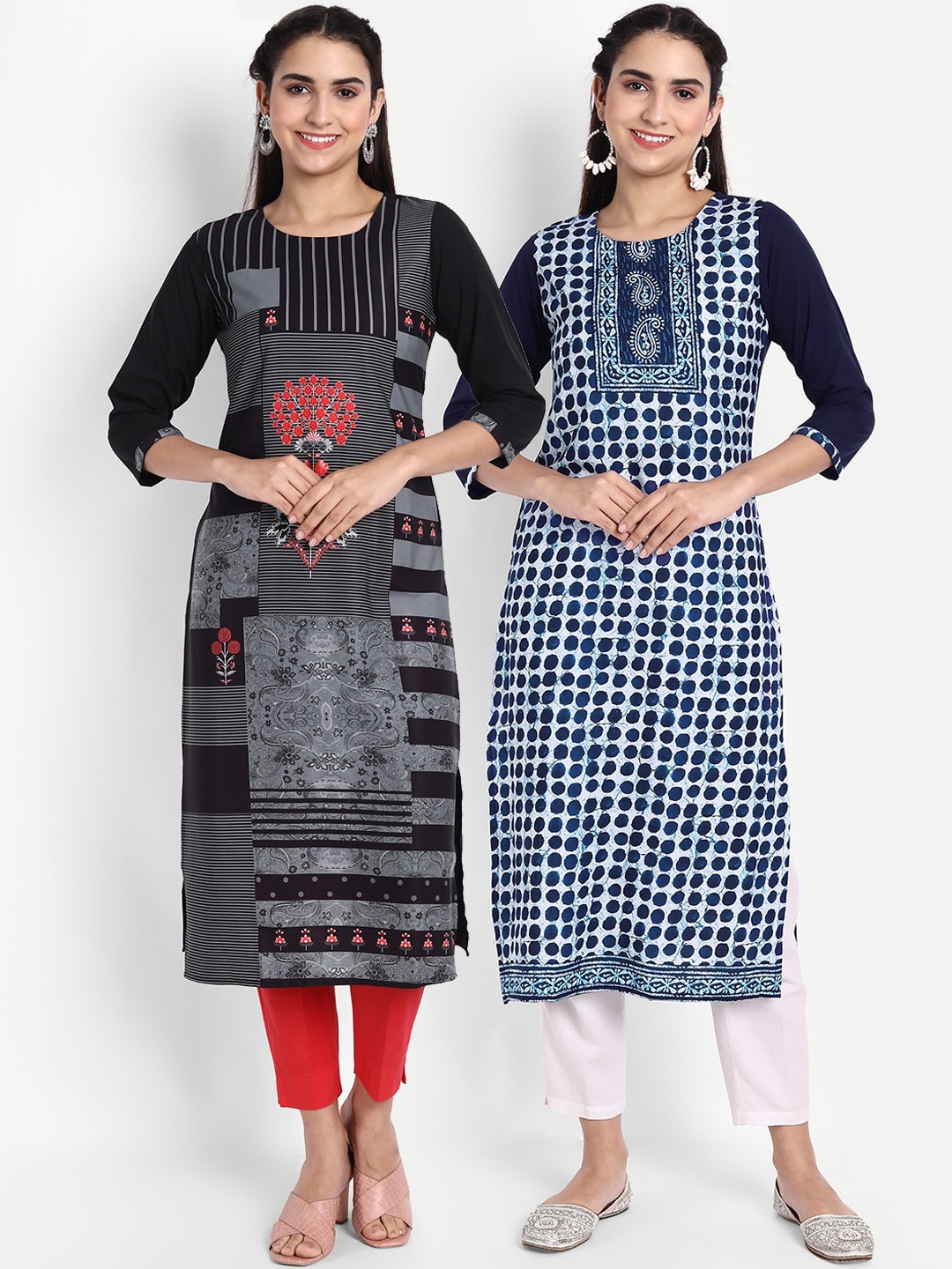 

Ethnic basket Women Set of 2 Ethnic Motifs Printed Crepe Kurta, Multi