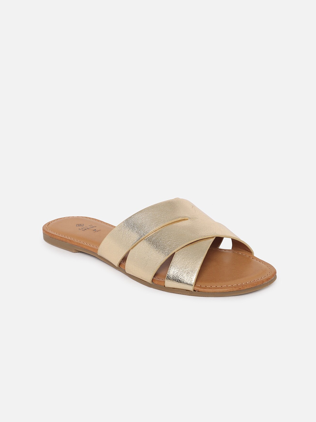 

Call It Spring Women Gold-Toned Solid Open Toe Flats