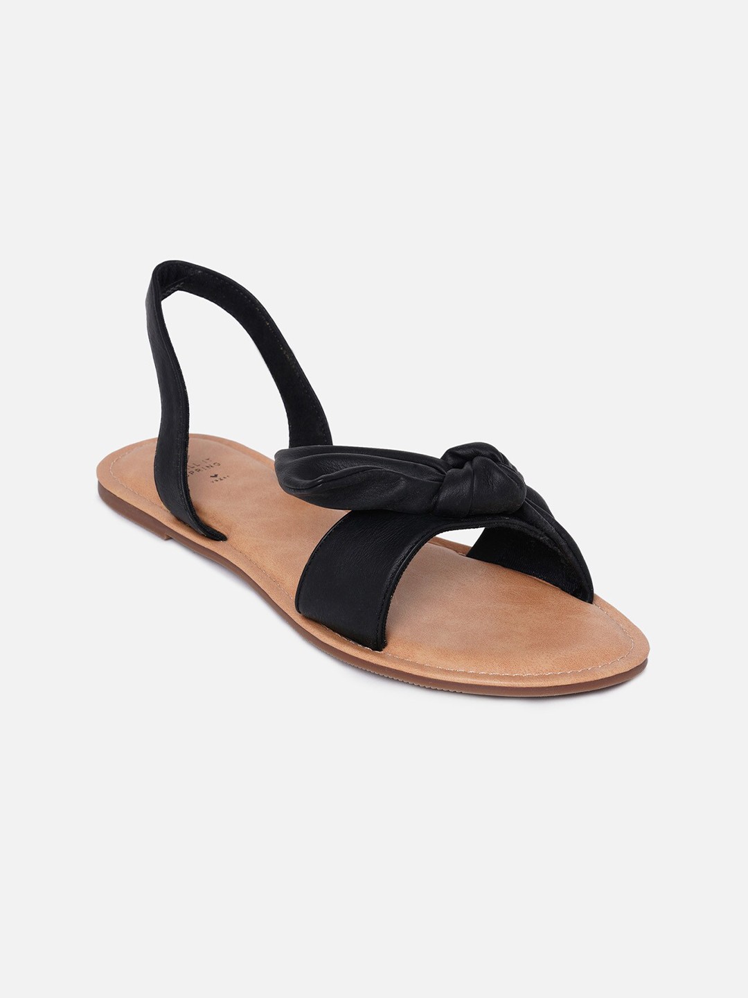 

Call It Spring Women Black Open Toe Flats with Bows