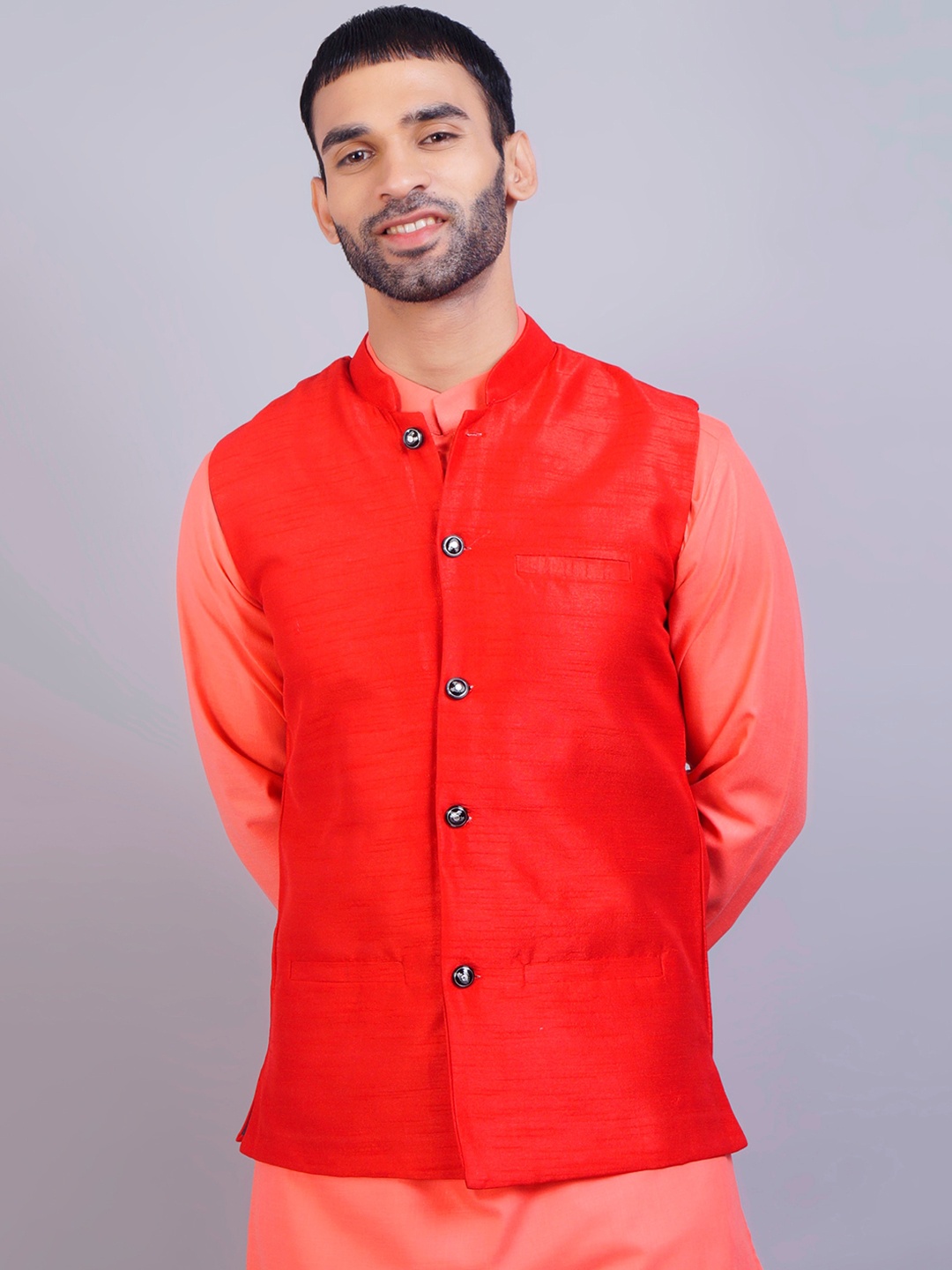

GRACIT Men Red Solid Nehru jacket