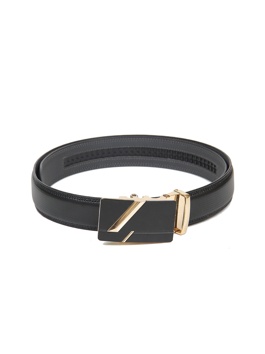 

Calvadoss Men Black Textured No Holes PU Belt