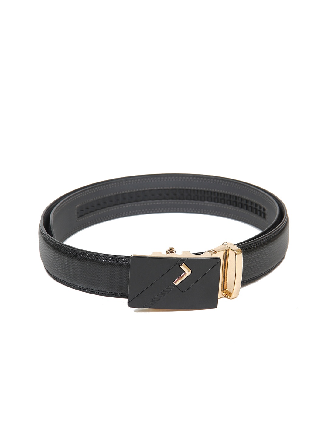 

Calvadoss Men Black & Gold Textured PU Belt