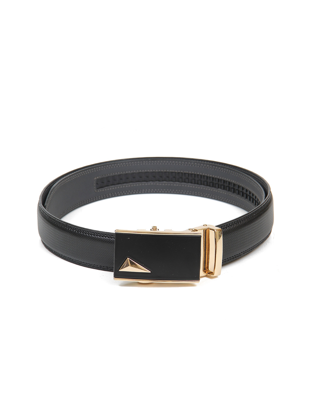 

Calvadoss Men Black Textured No Holes PU Belt