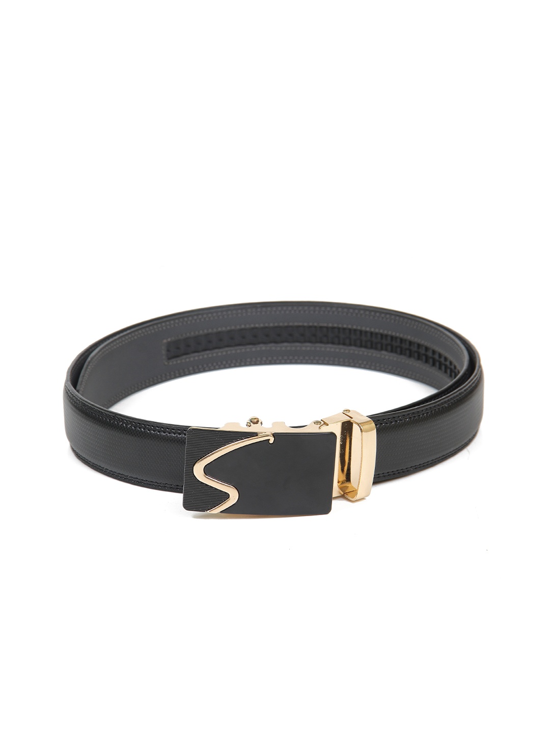 

Calvadoss Men Black Textured PU Formal No Holes Belt