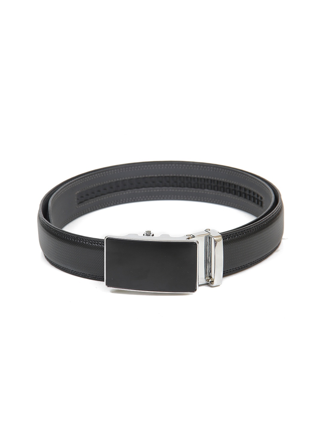 

Calvadoss Men Black Silver Textured PU Belt