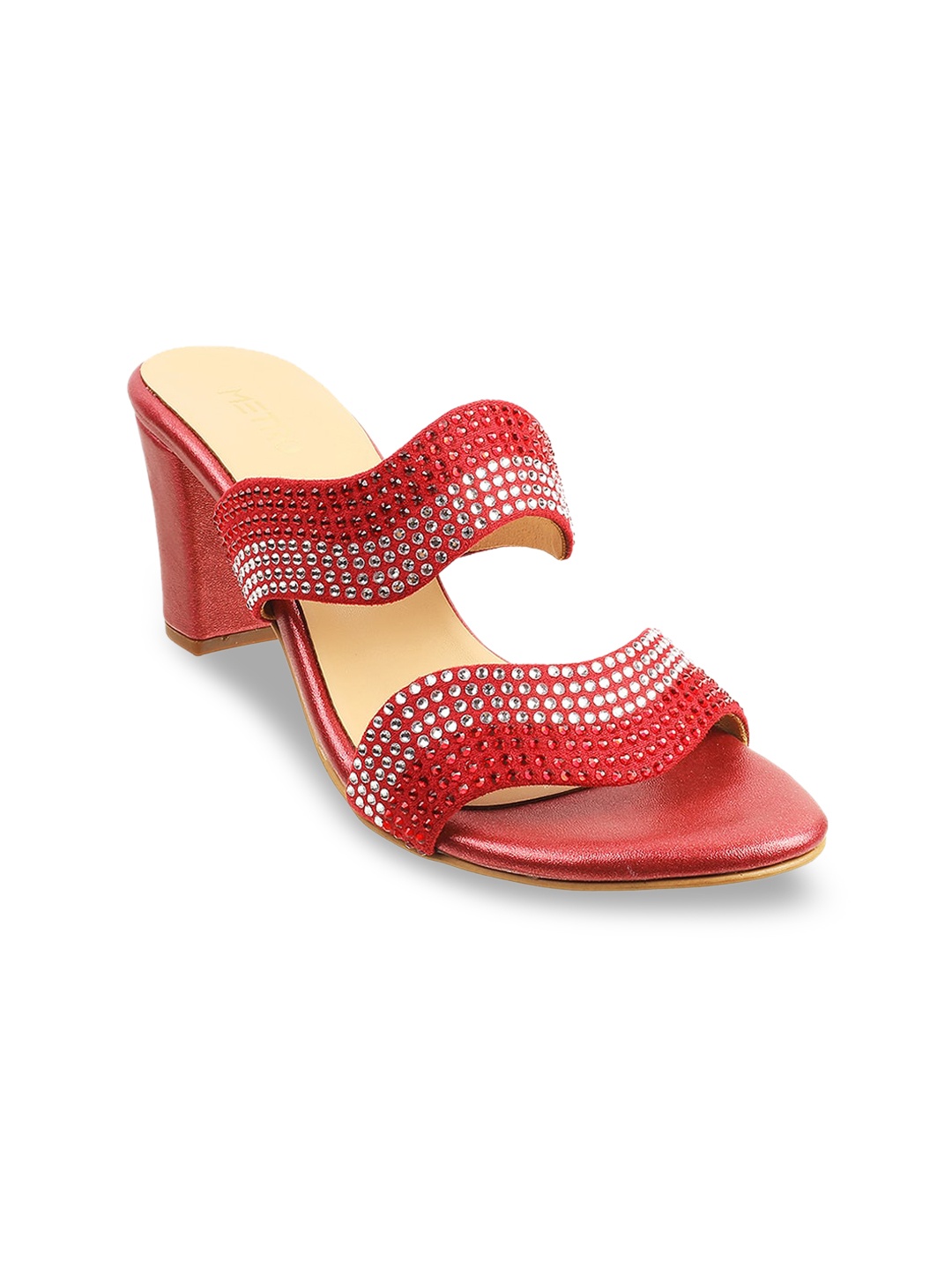

Metro Maroon Embellished Block Heels
