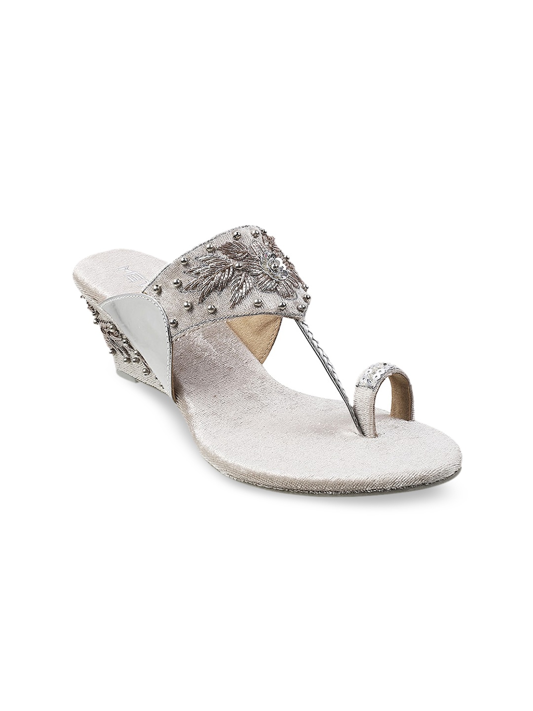 

Metro Silver-Toned Embellished Wedge Sandals