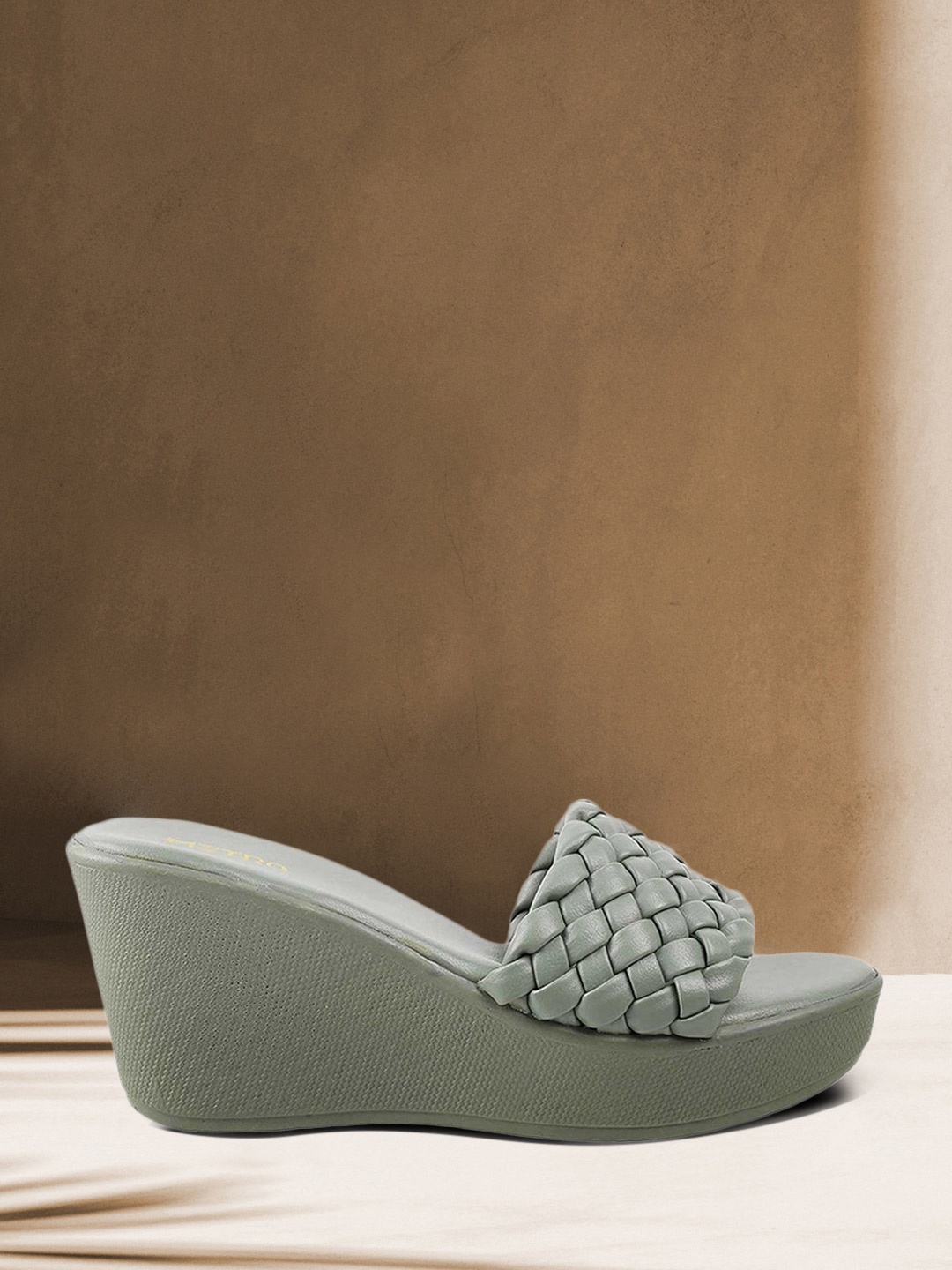 

Metro Green Textured Wedge Heel Mules