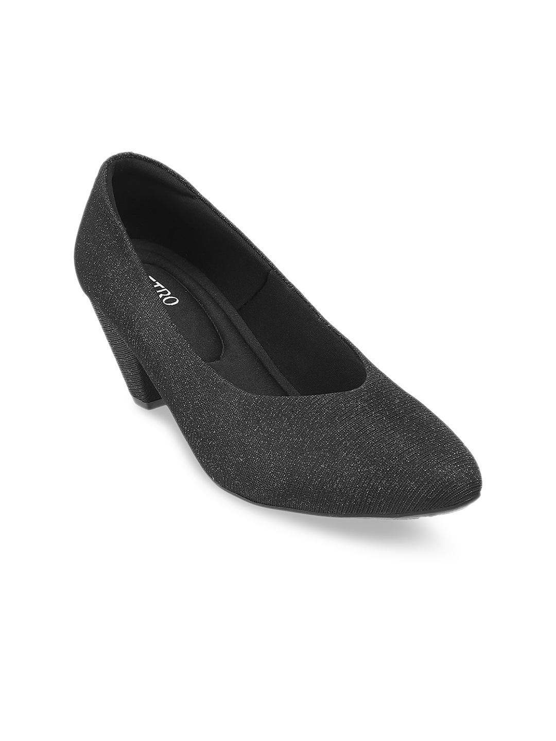 

Metro Women Black Solid Embellished Block Pumps