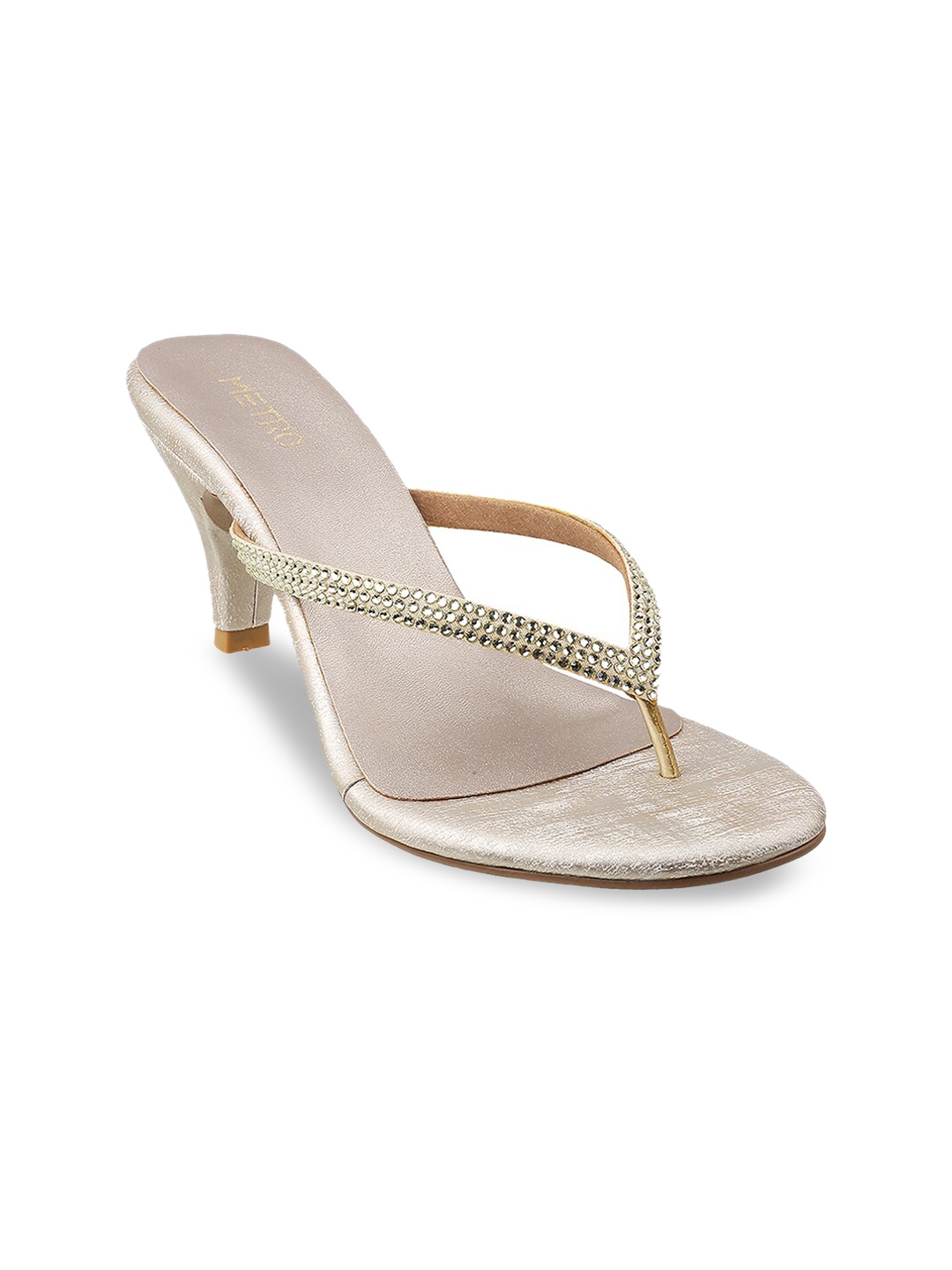 

Metro Gold-Toned Embellished Slim Sandals