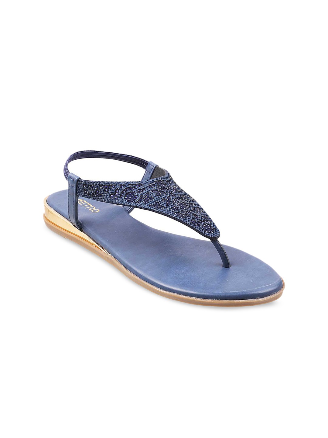 

Metro Women Blue Embellished Open Toe Flats