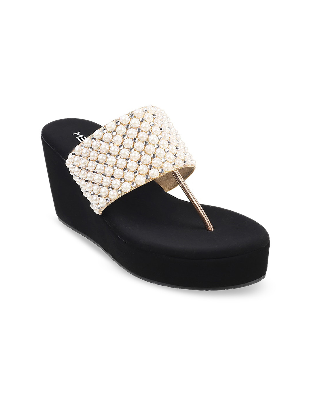 

Metro Off White Embellished Wedge Heels