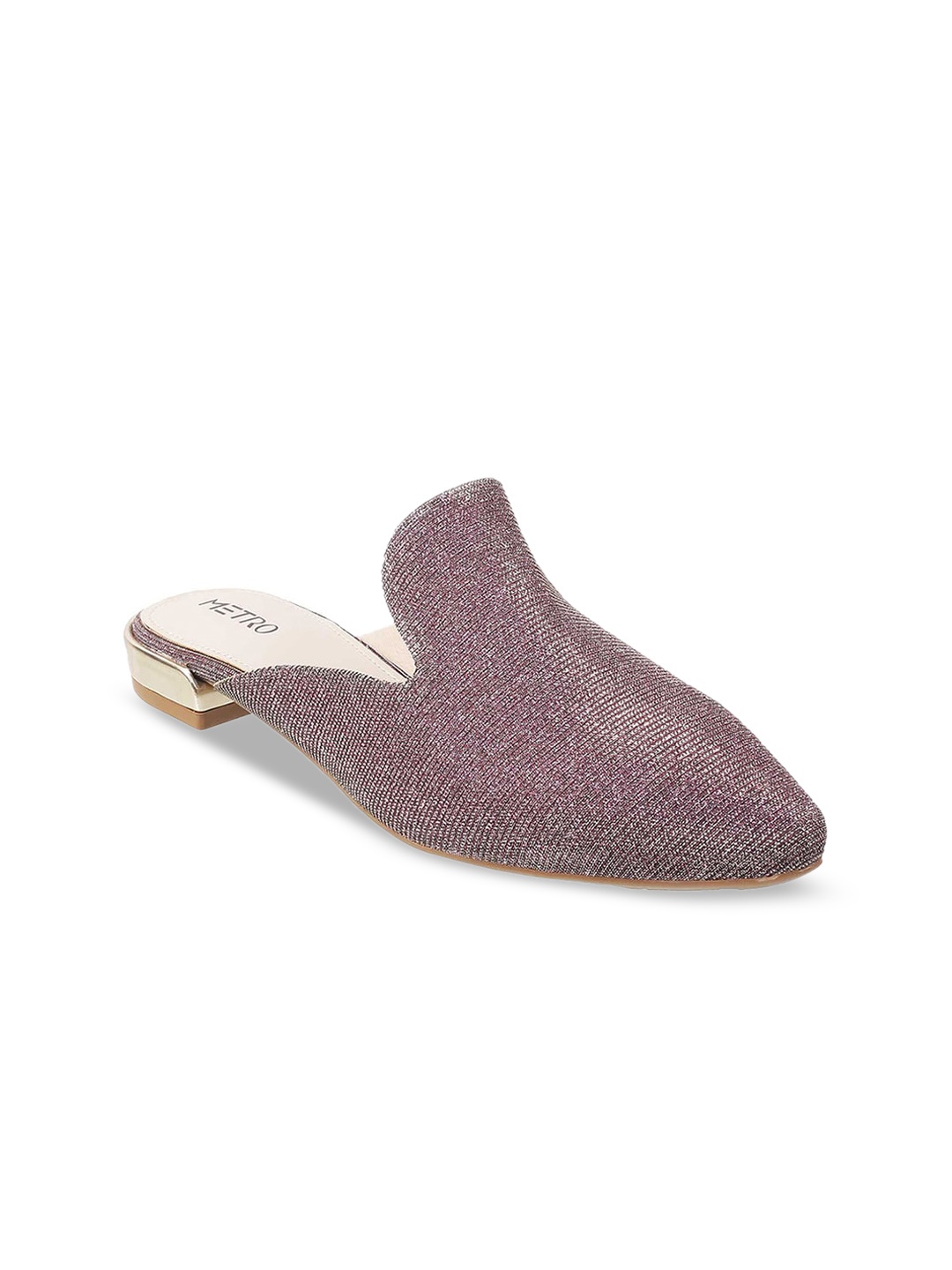 

Metro Women Maroon Embellished Mules Flats