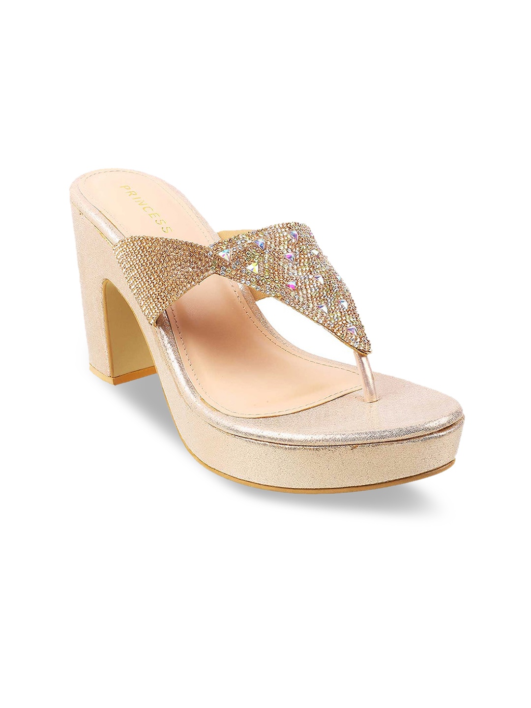 

Metro Gold-Toned Embellished Block Sandals