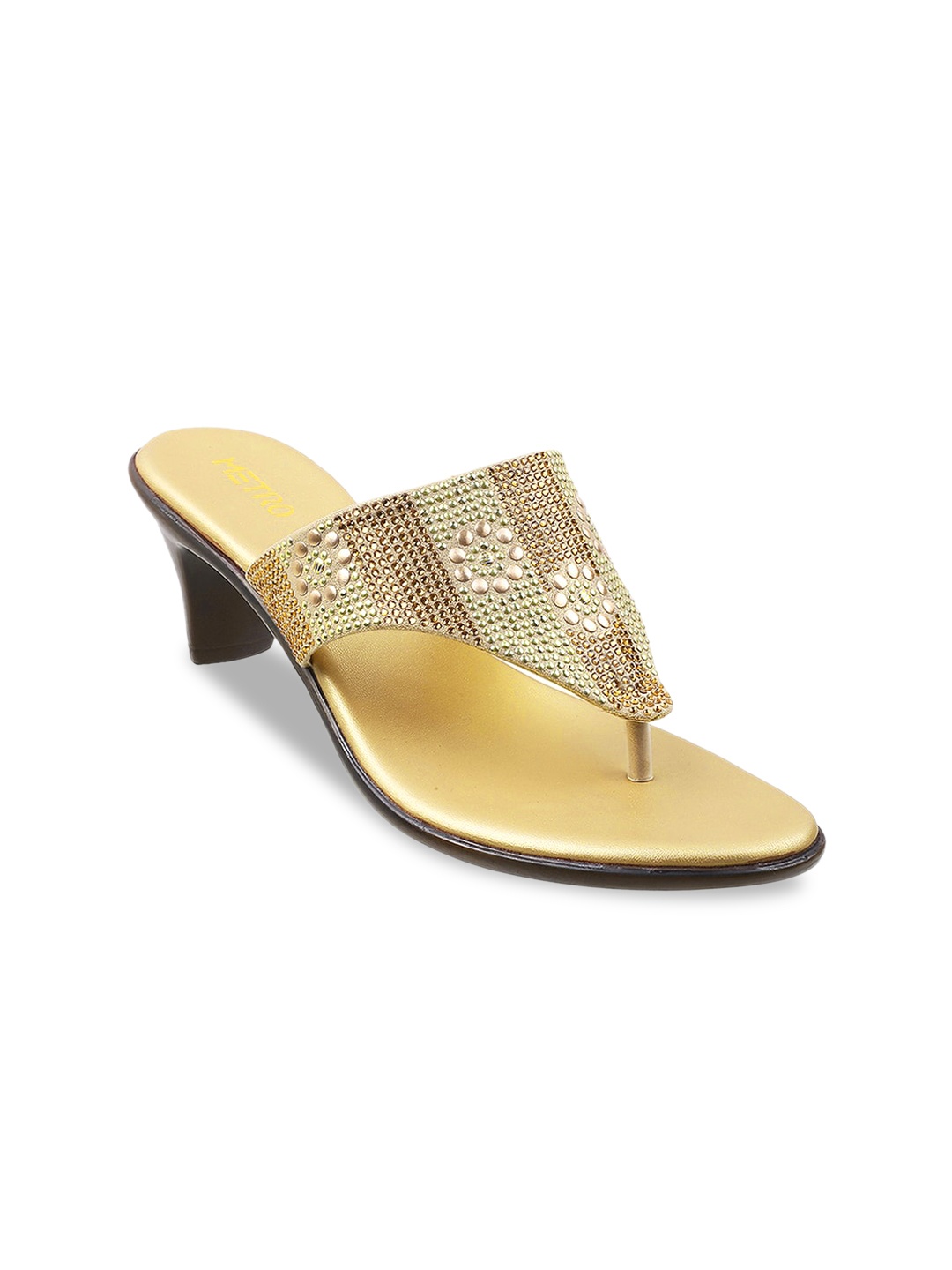 

Metro Gold-Toned Embellished Block Sandals