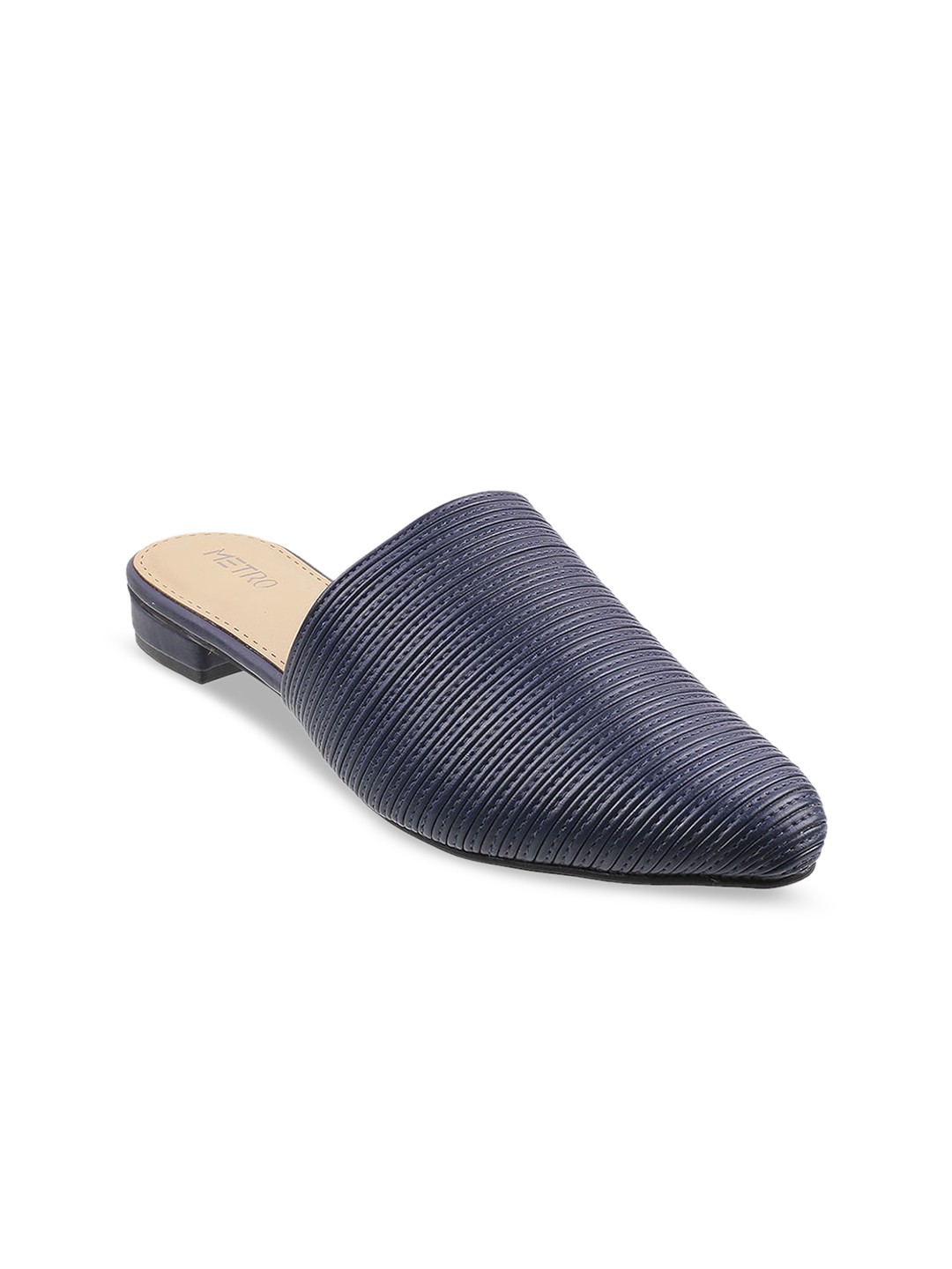 

Metro Women Blue Textured Mules Flats