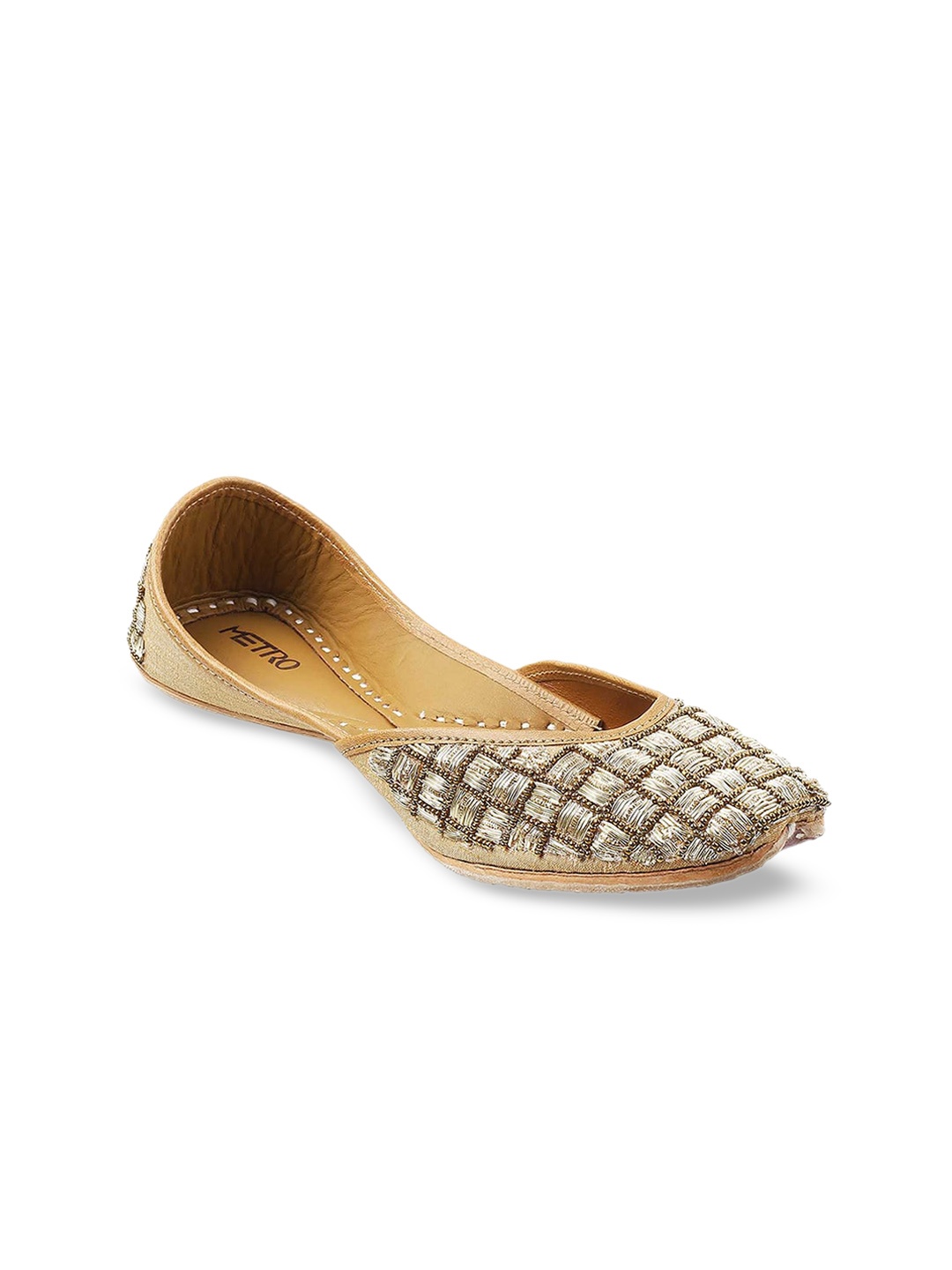

Metro Women Gold-Toned Mojaris Flats