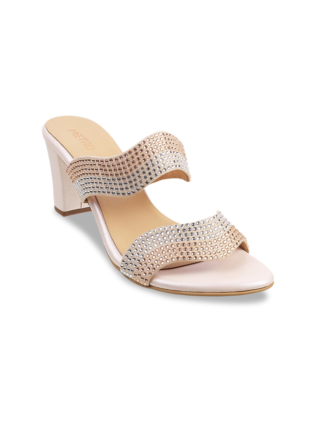 

Metro Gold-Toned Embellished Block Sandals