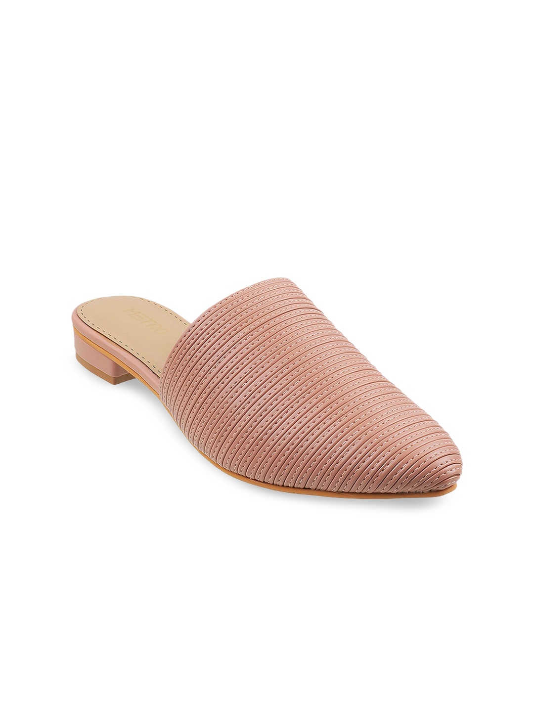 

Metro Women Pink Textured Mules Flats