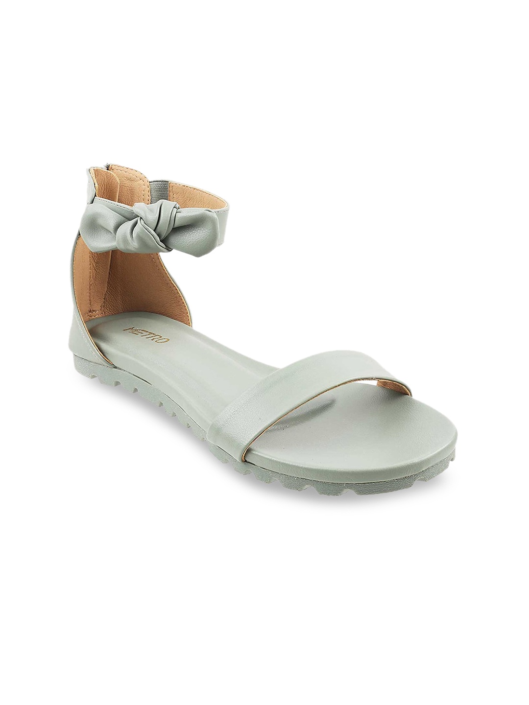 

Metro Women Green Open Toe Flats with Ankle Loop