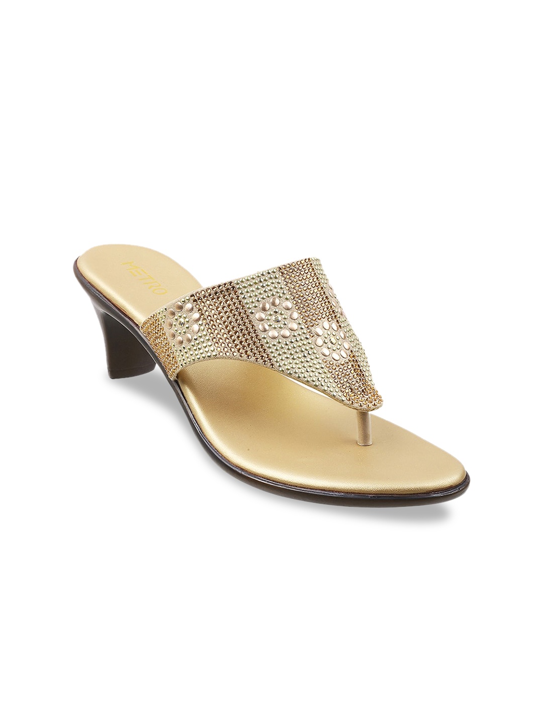 

Metro Silver-Toned Embellished Block Sandals