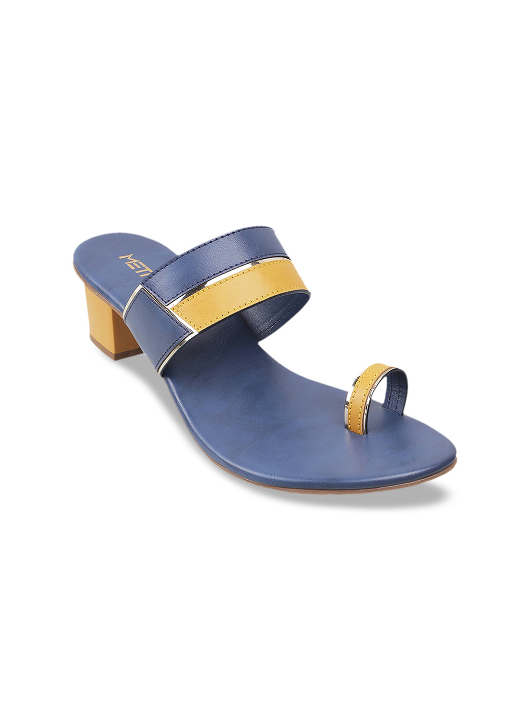 

Metro Blue Colourblocked Block Sandals
