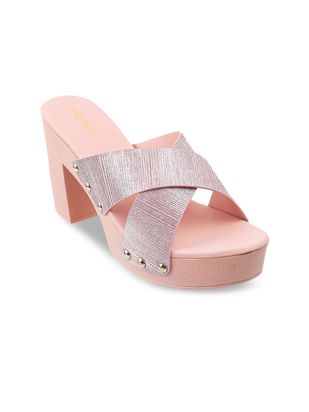 

Metro Pink Printed Block Sandals