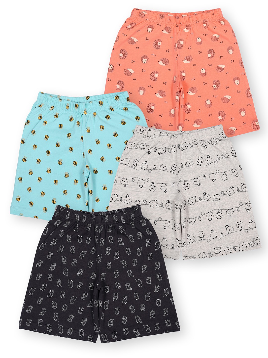 

minnow Girls Pack of 4 Printed Pure Cotton Outdoor Shorts, Navy blue