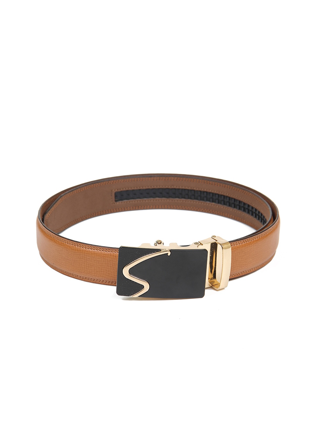 

Calvadoss Men Tan & Gold Textured PU Belt