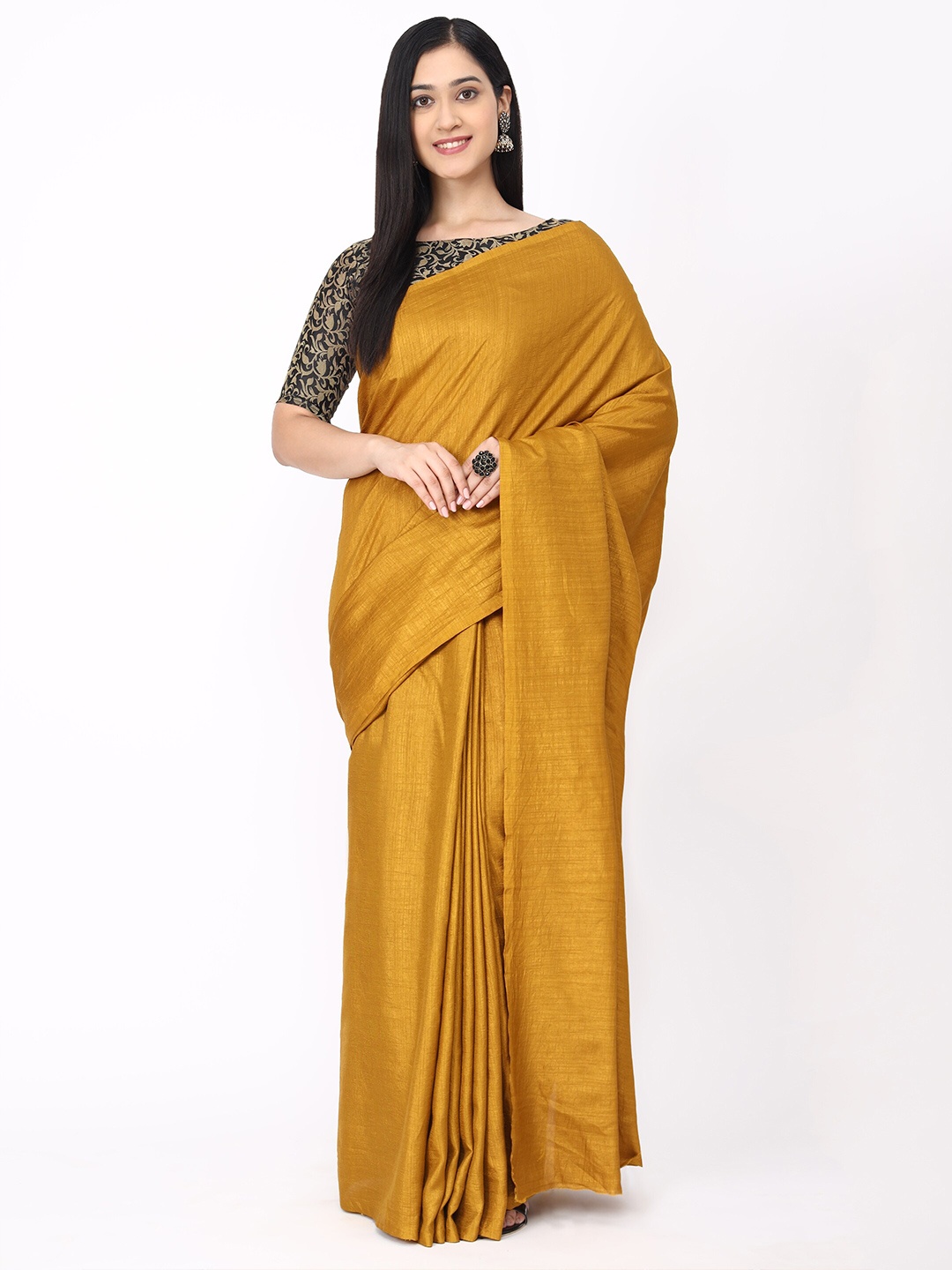 

KALINI Mustard & Black Brocade Blouse & Saree