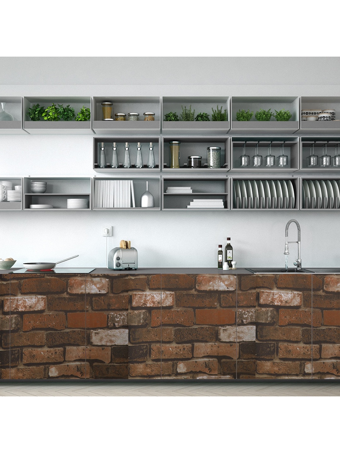 

Ispace Brown Brick Pattern PVC Vinyl Wall Stickers