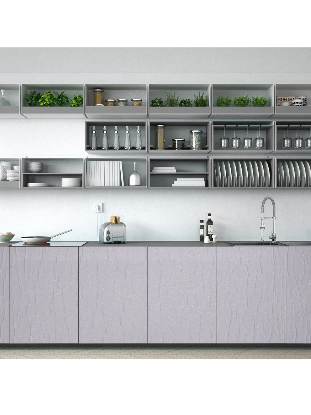 

Ispace Grey Solid PVC Vinyl Wall Stickers