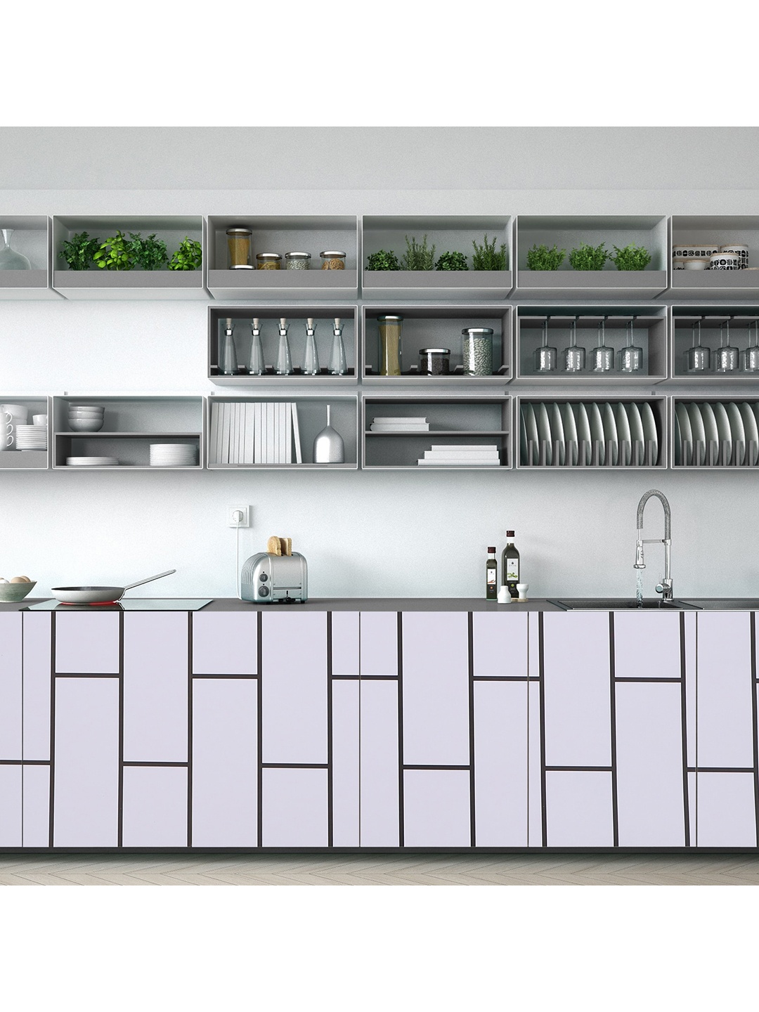 

Ispace Grey Tiles Textured PVC Vinyl Wall Stickers