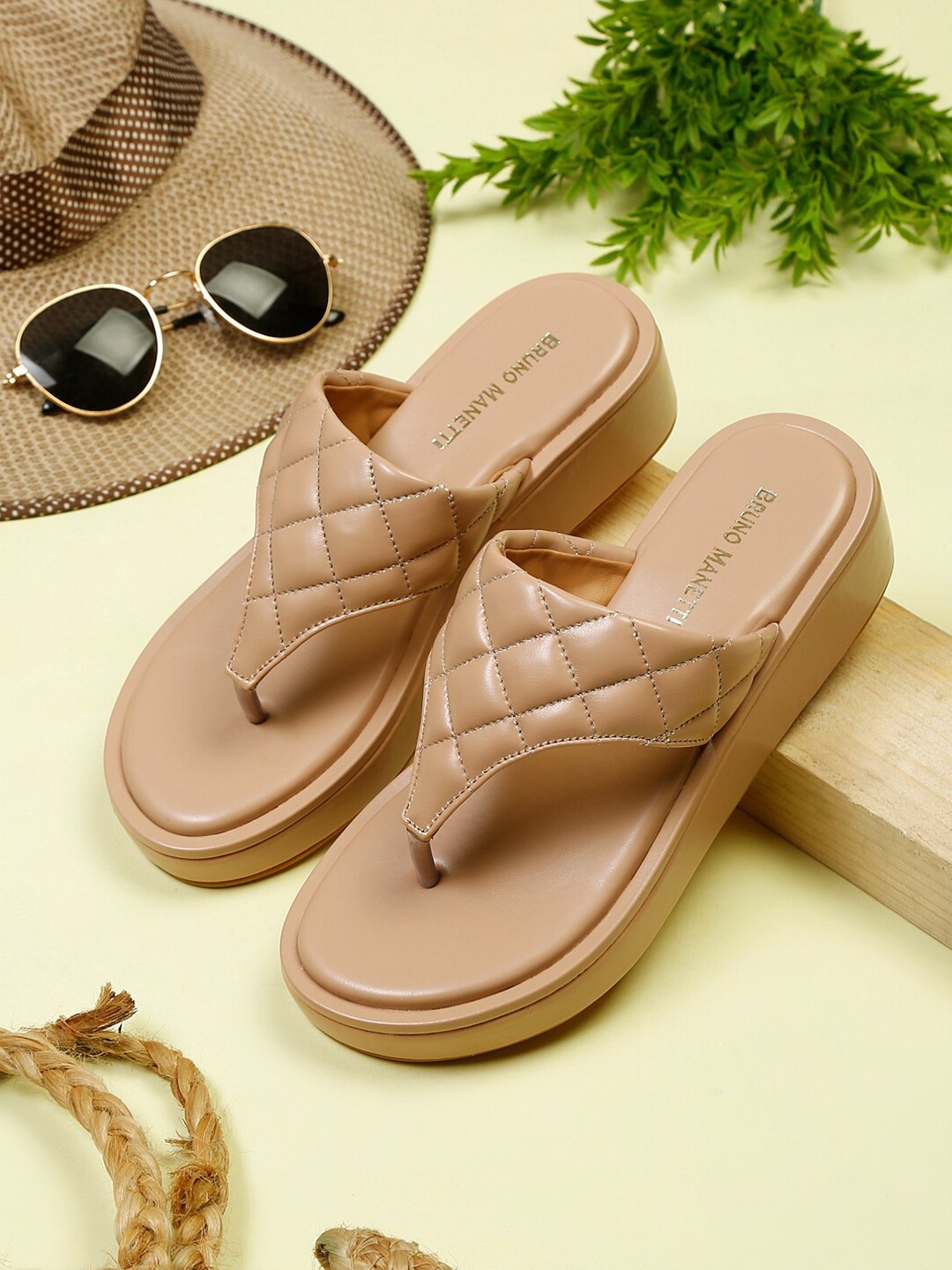 

Bruno Manetti Women Nude Textured Comfort Sandals