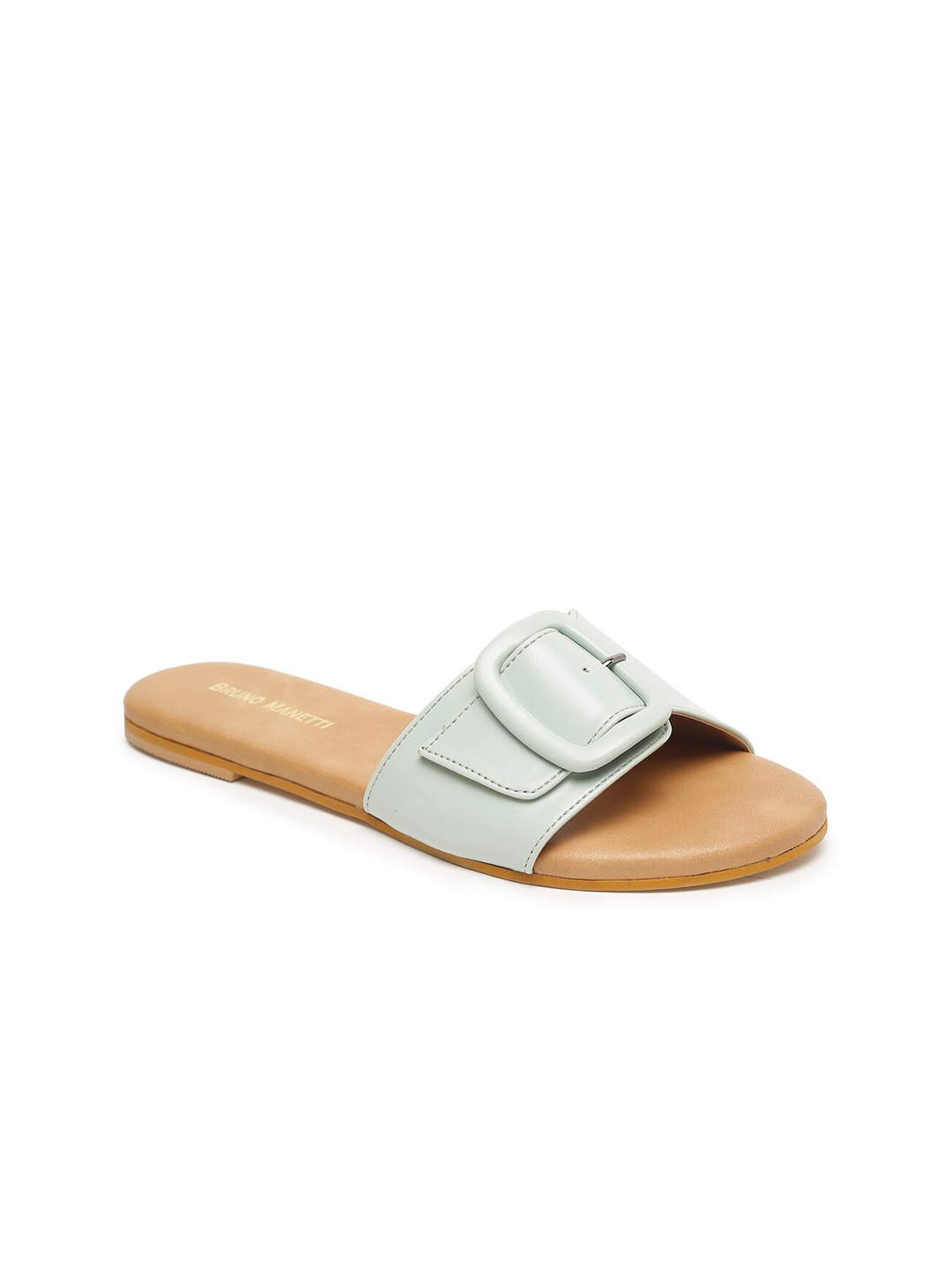

Bruno Manetti Women Green Open Toe Flats with Buckles