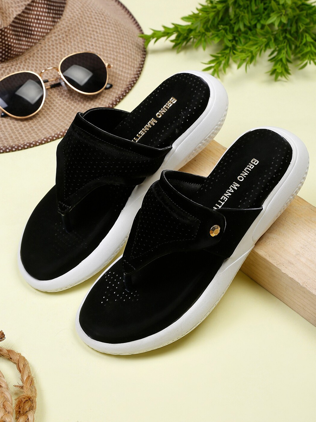 

Bruno Manetti Women Black PU Comfort Sandals