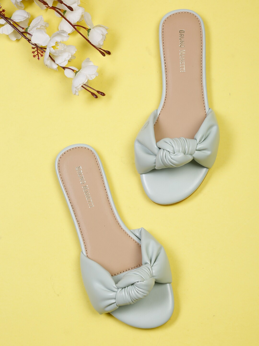 

Bruno Manetti Women Green Embellished Open Toe Flats