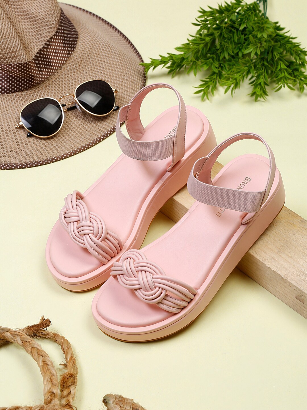 

Bruno Manetti Women Pink PU Comfort Sandals