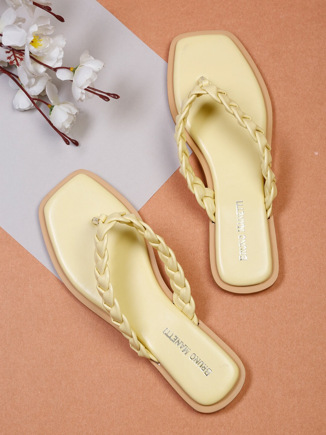

Bruno Manetti Women Yellow Open Toe Flats