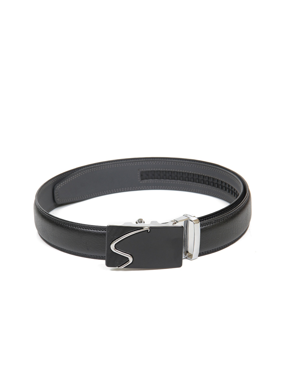 

Calvadoss Men Black & Silver Textured PU Belt