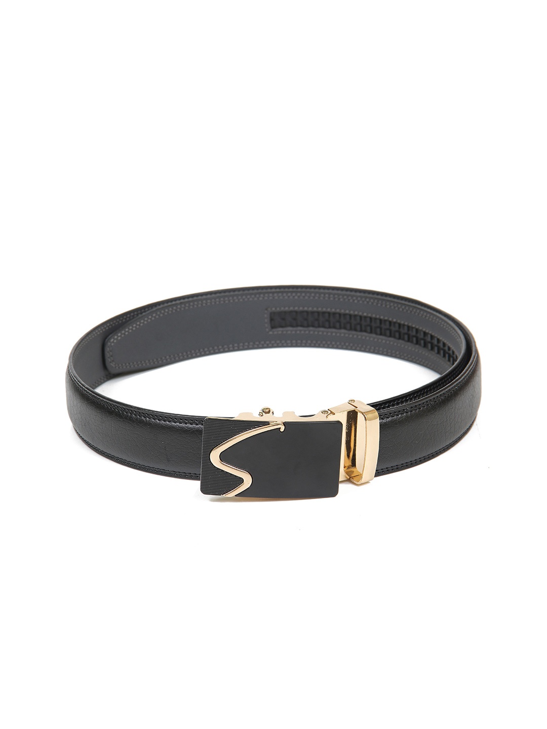 

Calvadoss Men Black & Gold Textured PU Belt