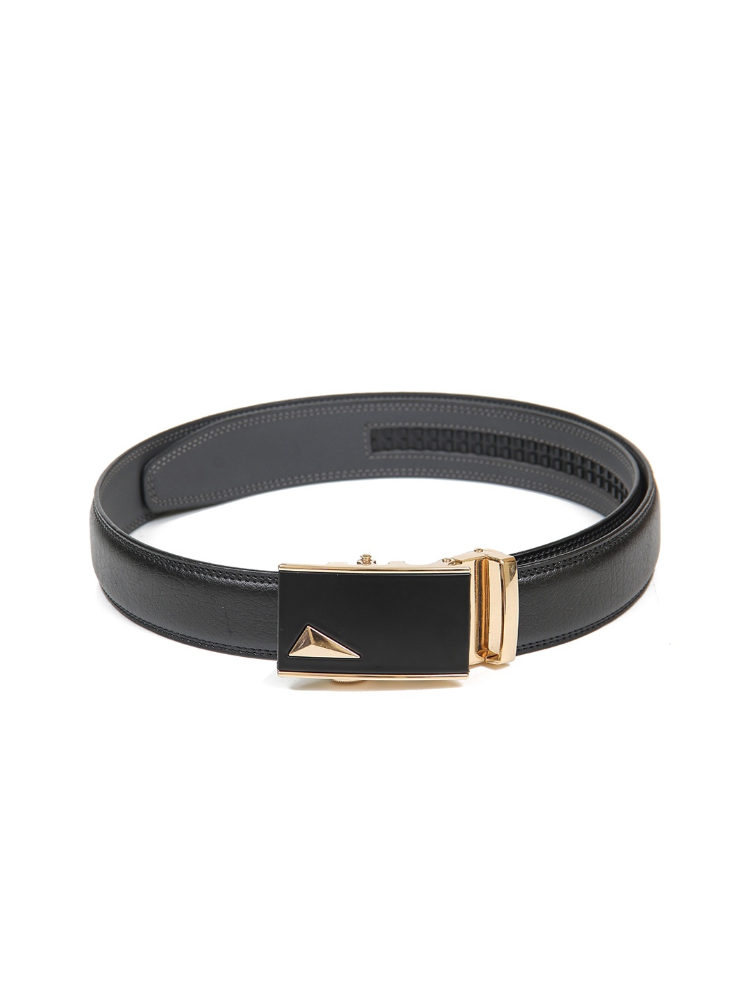 

Calvadoss Men Black Textured PU Formal No Holes Belt