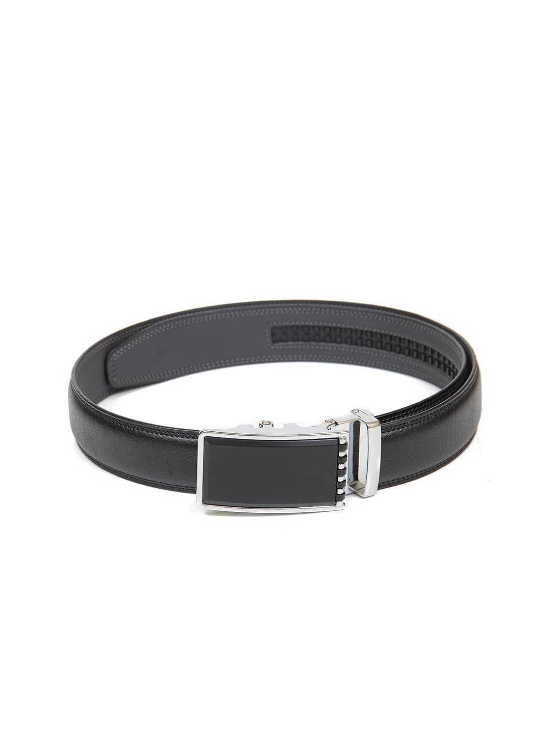 

Calvadoss Men Black Textured No Holes PU Belt